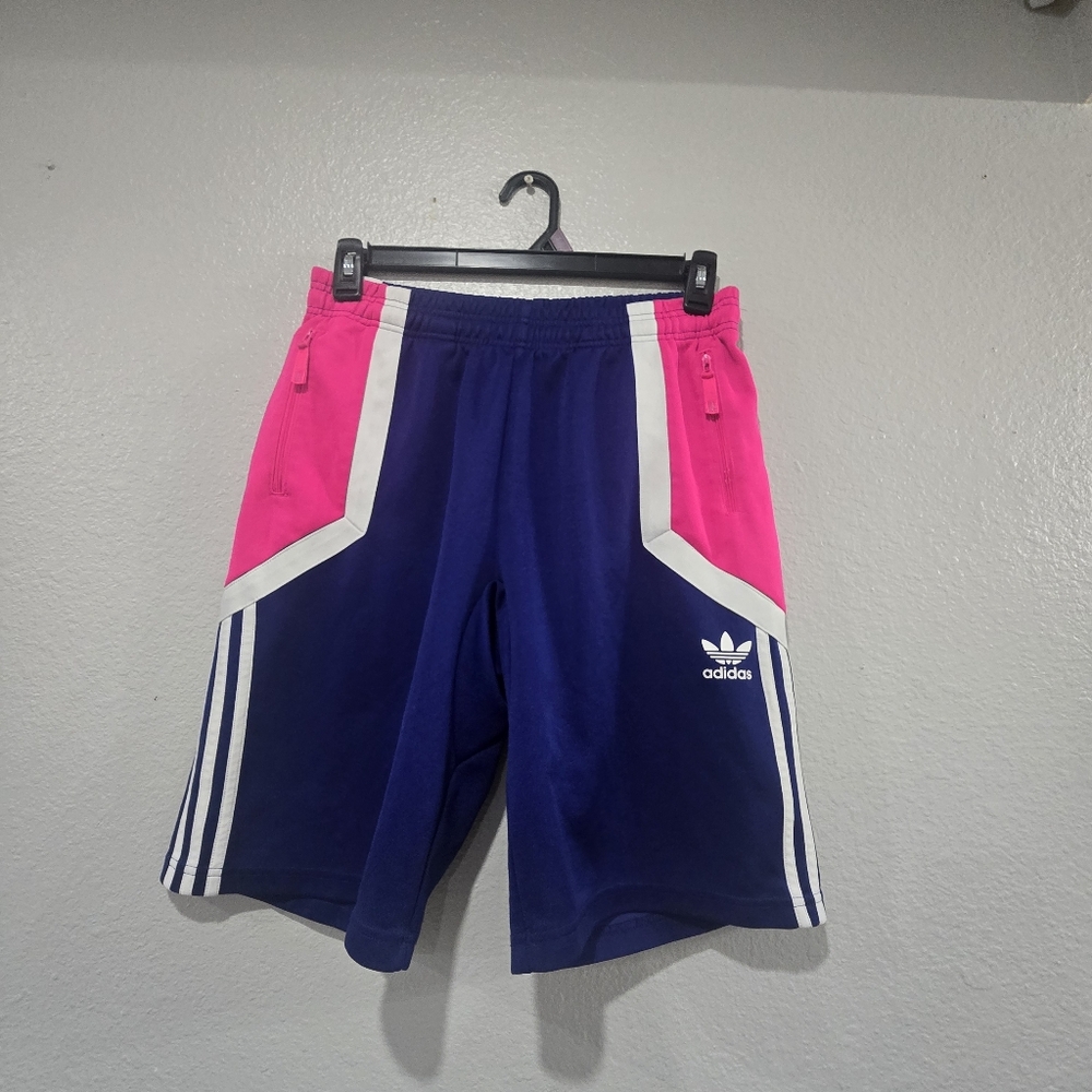 Adidas Vibrant Pink and Blue Athletic Shorts M